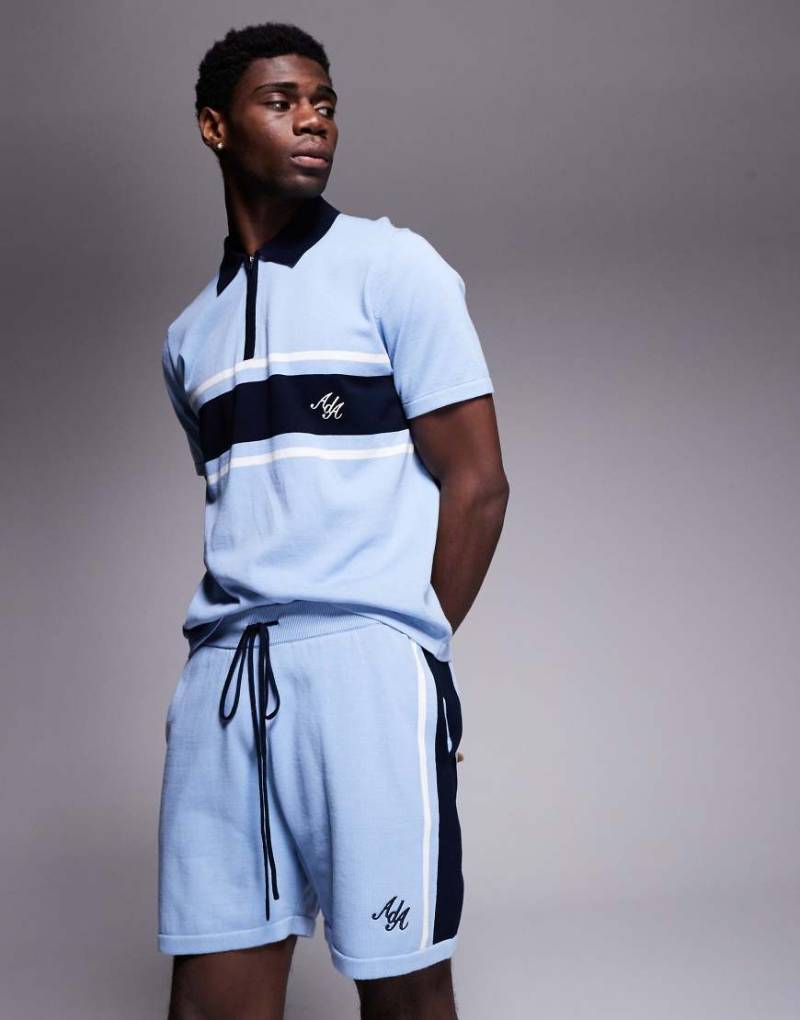 Alma de Ace - Strickshorts in Blau mit Logo, Kombiteil von Alma De Ace