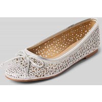 ALMA EN PENA Ballerinas mit Strasssteinbesatz in Silber, Größe 41 von Alma en Pena