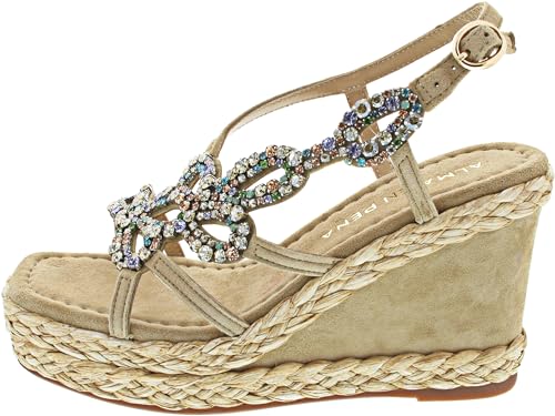 Alma en Pena Damen Keilsandalette in Beige, Größe 38 von Alma en Pena