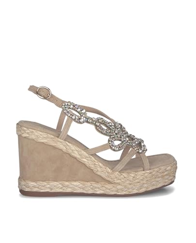 Alma en Pena Damen Keilsandalette in Beige, Größe 39 von Alma en Pena