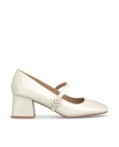 Alma en Pena. Blockabsatz aus Leder für Damen., weiß, 38 EU von Alma en Pena