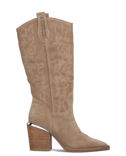 Alma en Pena. Damenstiefel mit Blockabsatz aus Leder., Graubraun, 41 EU von Alma en Pena