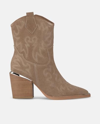 Alma en Pena. Stiefeletten mit Absatz für Damen., Graubraun, 37 EU von Alma en Pena