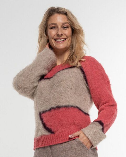 Alma & Lovis Color-Block Pullover aus gebrushtem Alpakastrick | Jaquard Pulli von Alma & Lovis