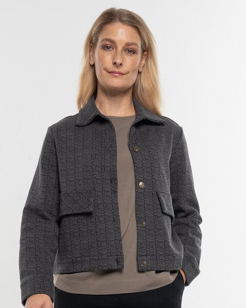 Alma & Lovis Edle Jacke in Karo-Melange aus feiner Bio-Baumwolle | Karo Jacke von Alma & Lovis
