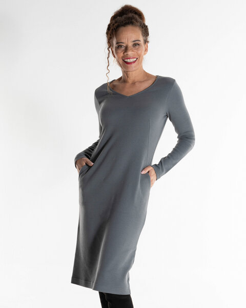 Alma & Lovis Jersey-Jacquard-Kleid aus Organic Cotton | V-Neck Dress von Alma & Lovis
