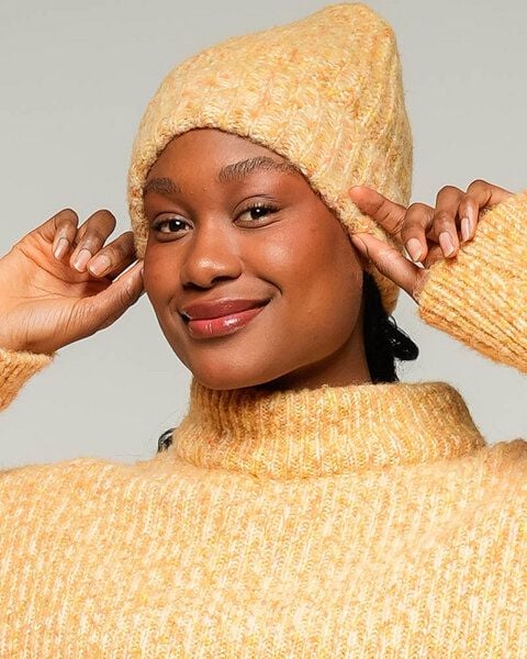 Alma & Lovis Multicolor Mütze im Rippenstrick aus Alpaka-Mix | Fancy Cap von Alma & Lovis