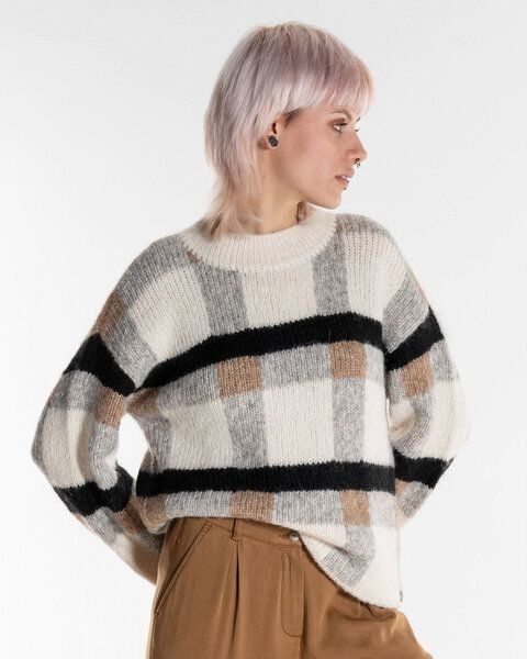 Alma & Lovis Pullover im Loose-Fit aus Alpaka-/Baumwoll-Mix | Check Pullover von Alma & Lovis