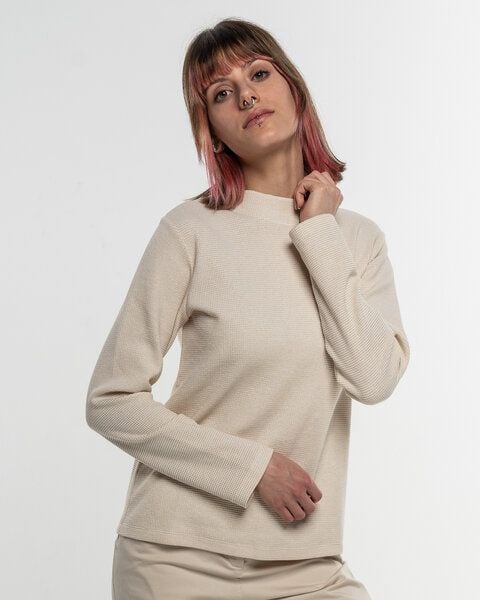 Alma & Lovis Turtleneck Glitzer-Shirt in Waffelpiqué aus Organic Cotton | Pearl Turtle von Alma & Lovis