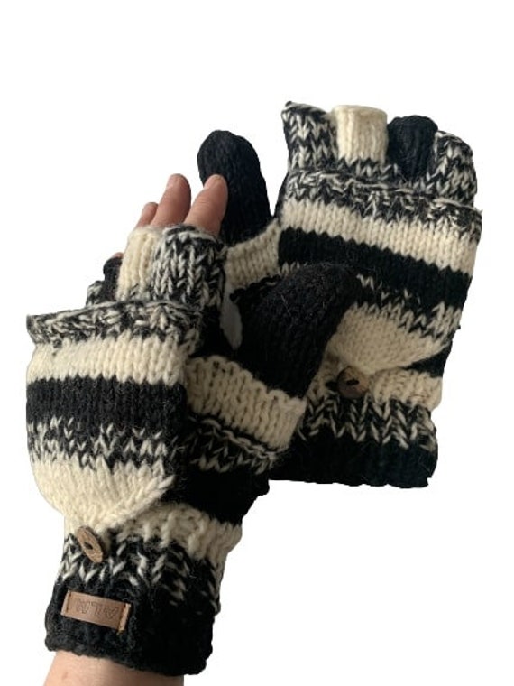 100% Lammwolle - Handgestrickte Fleece Gefütterte Texting Handschuhe Winter Fair Trade Wandelbare Damen Alma Knit von AlmaKnitwearCanada