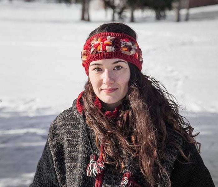 Handgemachte Gehäkelte Lammwolle Stirnband Fair Trade, Mit Fleece Gefütterter Ohrenwärmer von AlmaKnitwearCanada