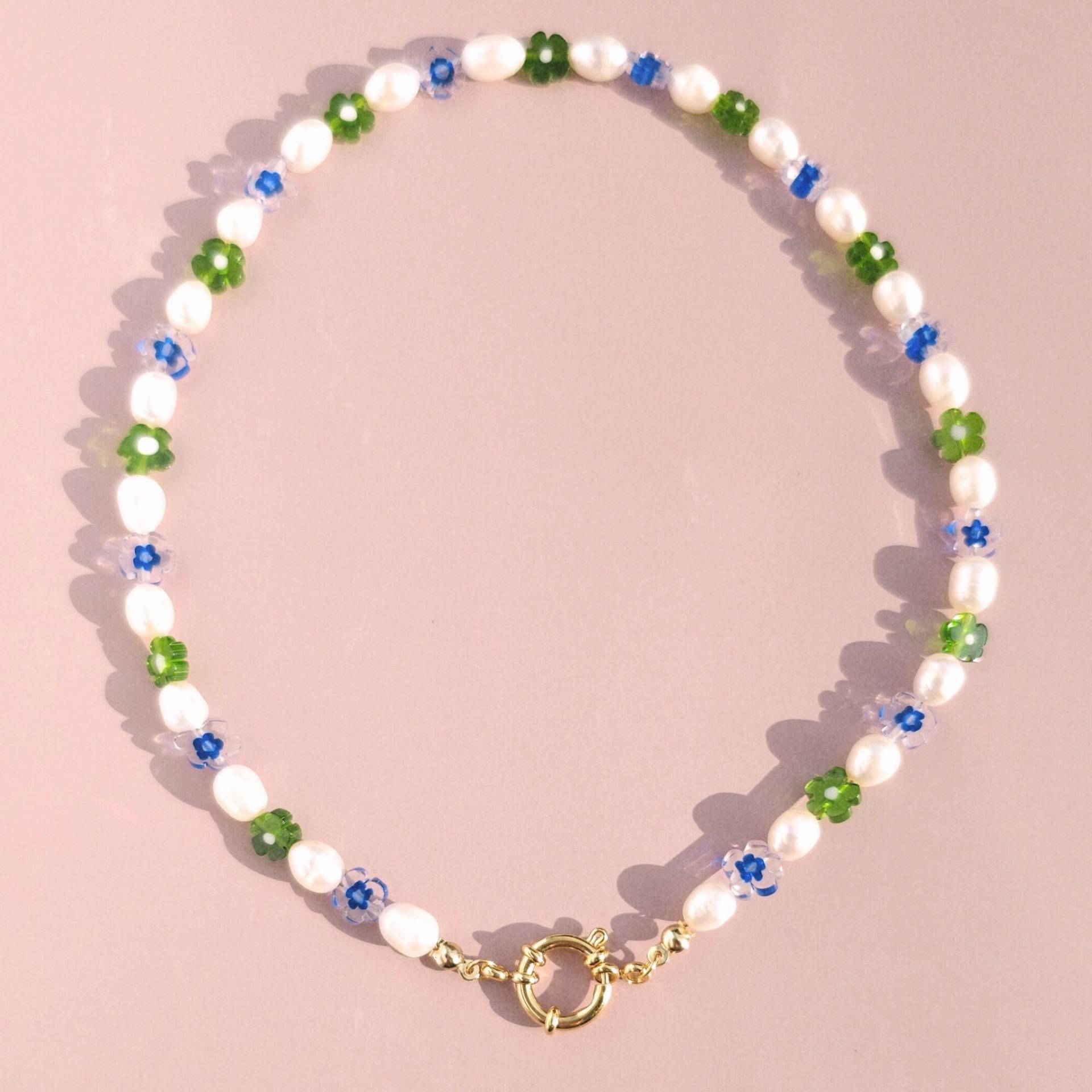 Perlenblumen Halskette, Millefiori Perlenhalsband, Perlenkette Für Männer Und Frauen Perlenblumen Halskette, Millefiori Perlenhalsband, Perlenkette Für Männer Und Frauen von AlmaLibreJewelry