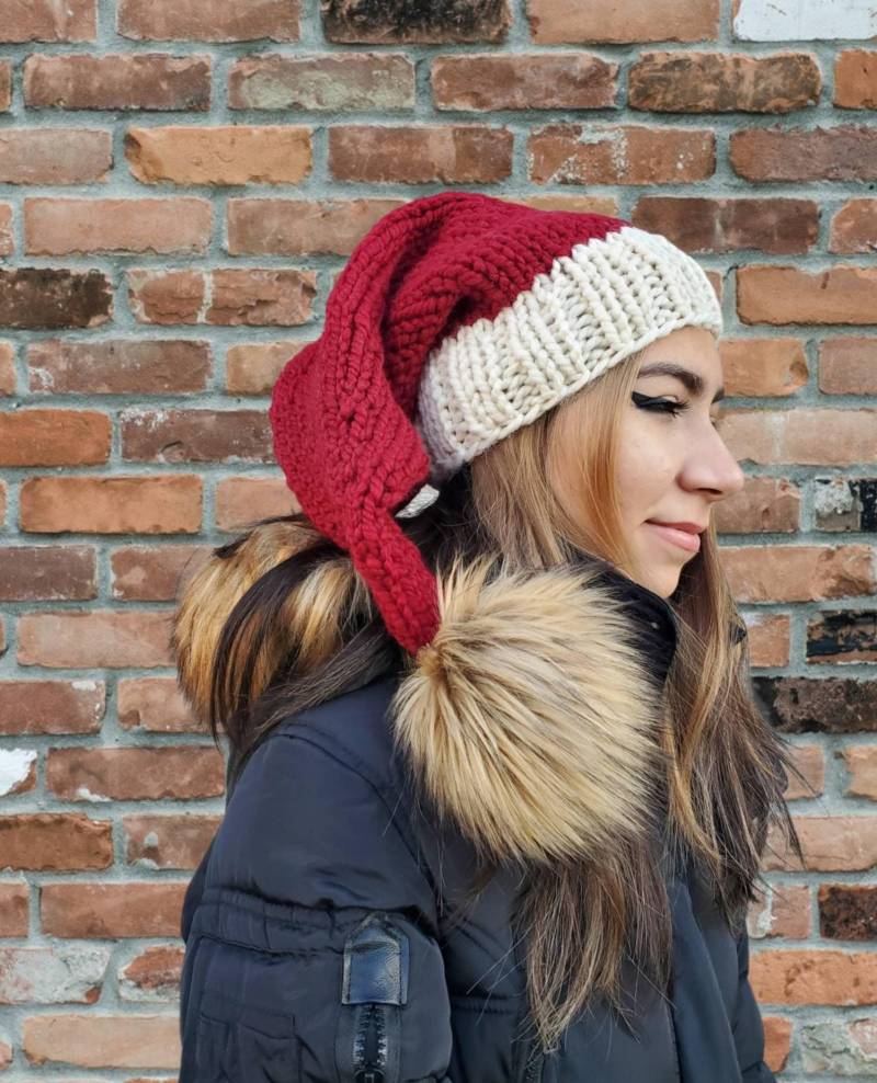 Nikolausmütze, Gestrickte Weihnachtsmütze von AlmaRetroCrochet
