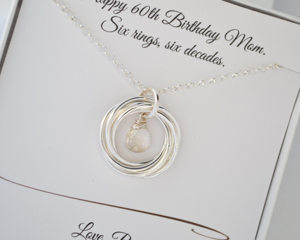 60. Geburtstagsgeschenk Für Mama, Bergkristall Halskette, April Geburtsstein 60 von AlmaValleJewelry