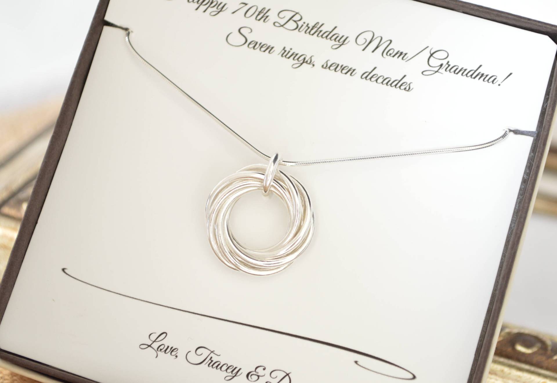 70 Jahre Geburtstagsgeschenk Für Mama Und Oma, Geburtstag Geschenk 7 Ringe Halskette, Zum von AlmaValleJewelry