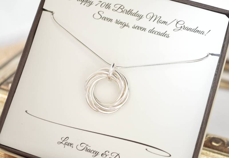 70 Jahre Geburtstagsgeschenk Für Mama Und Oma, Geburtstag Geschenk 7 Ringe Halskette, Zum von AlmaValleJewelry