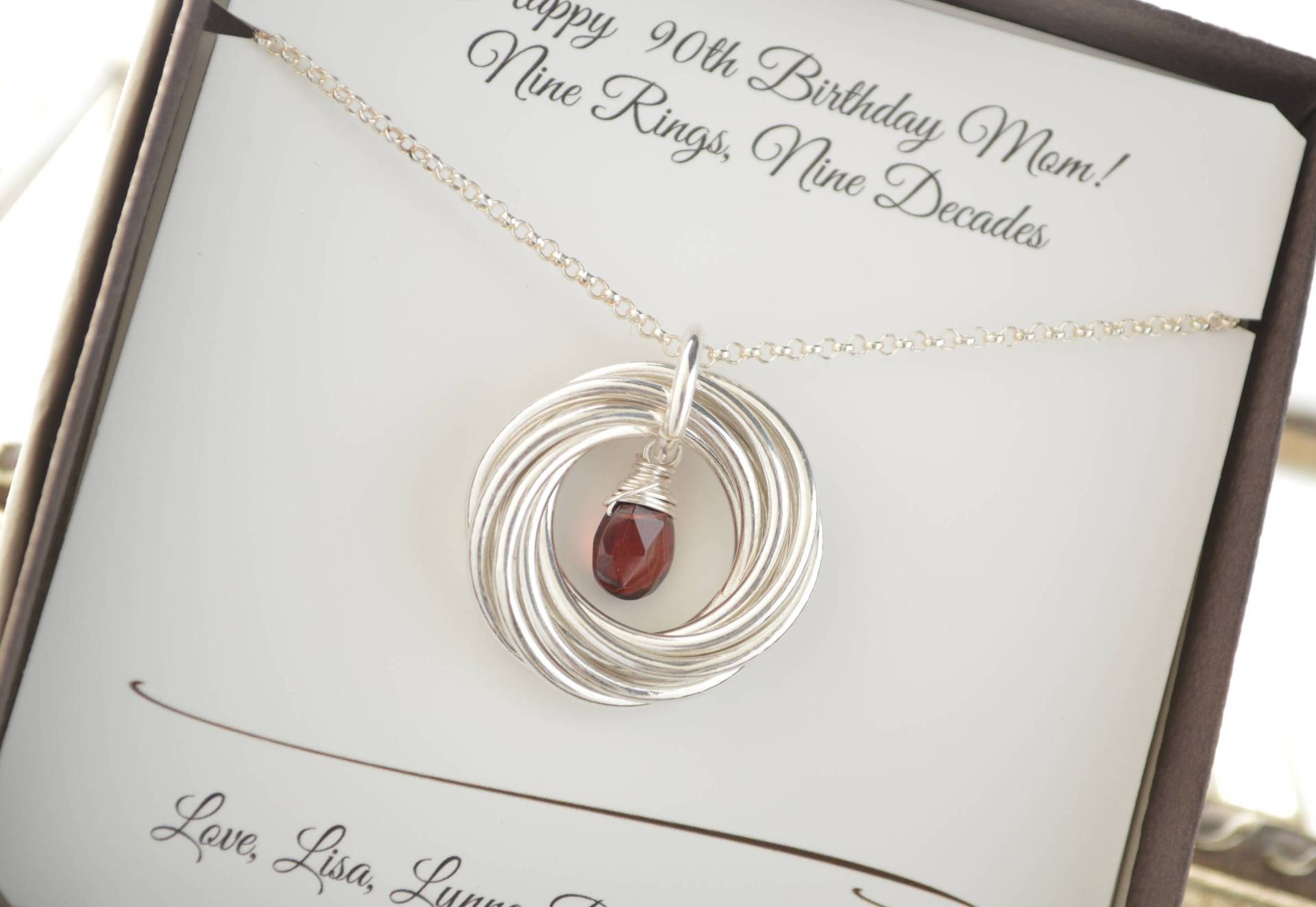 90. Geburtstag, Geburtstag Für Mütter, 9 Jahre Schmuck Sie, 90 Jahre, Geschenk Zum Geburtsstein Januar, Granat von AlmaValleJewelry