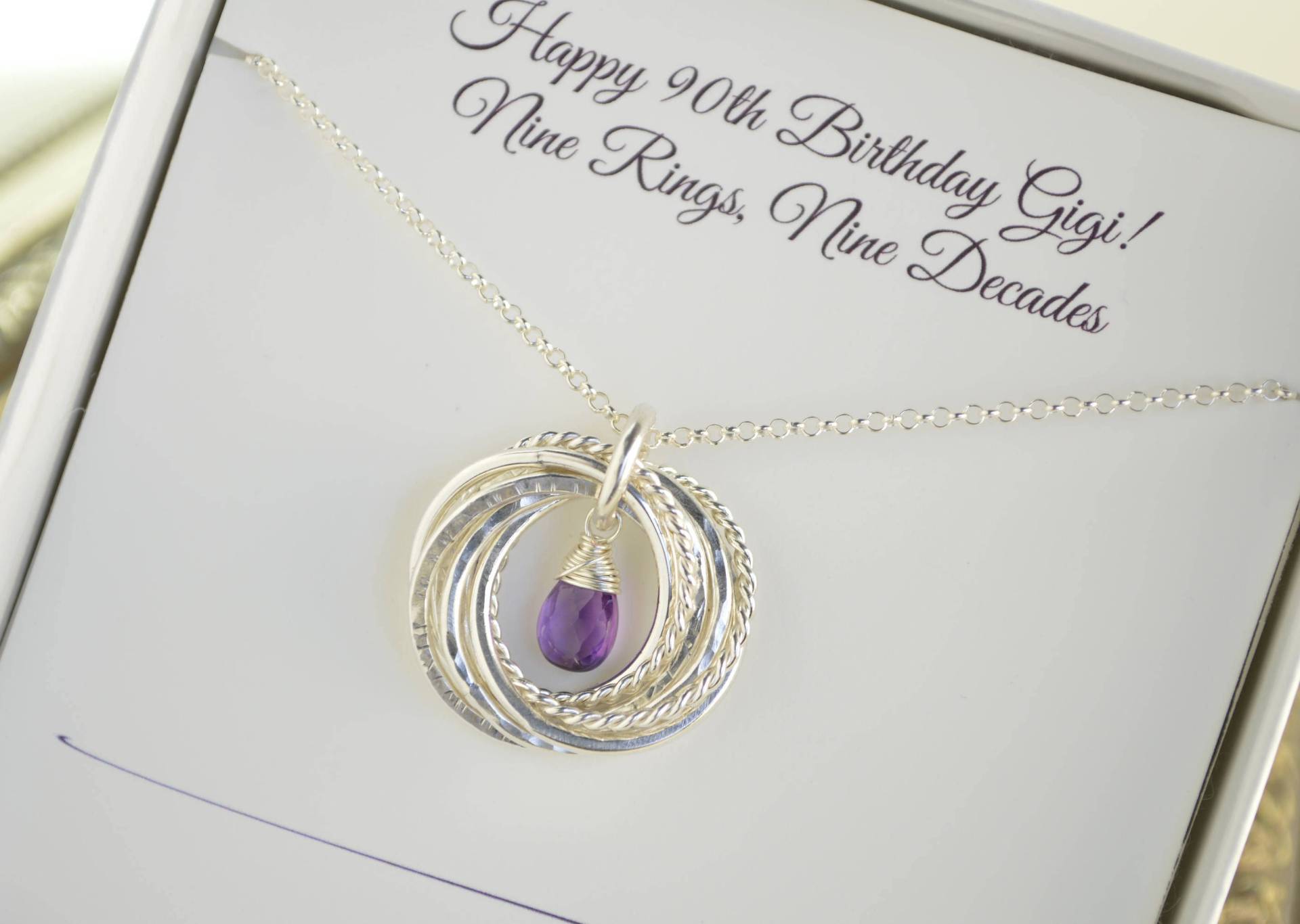 90. Geburtstag Geschenk Für Oma, Geburtsstein Februar Halskette, Zum 90 Jahrestag, Amethyst von AlmaValleJewelry