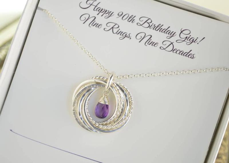 90. Geburtstag Geschenk Für Oma, Geburtsstein Februar Halskette, Zum 90 Jahrestag, Amethyst von AlmaValleJewelry