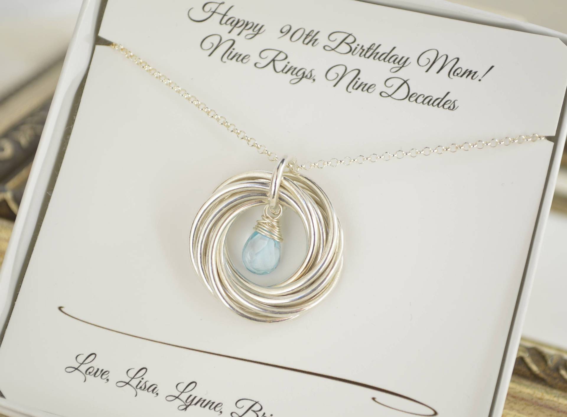 90. Geburtstag Geschenk Für Mama, 9 Ringe Halskette, Zum 9. Jahrestag, Schmuck Halskette 90 Jahre von AlmaValleJewelry