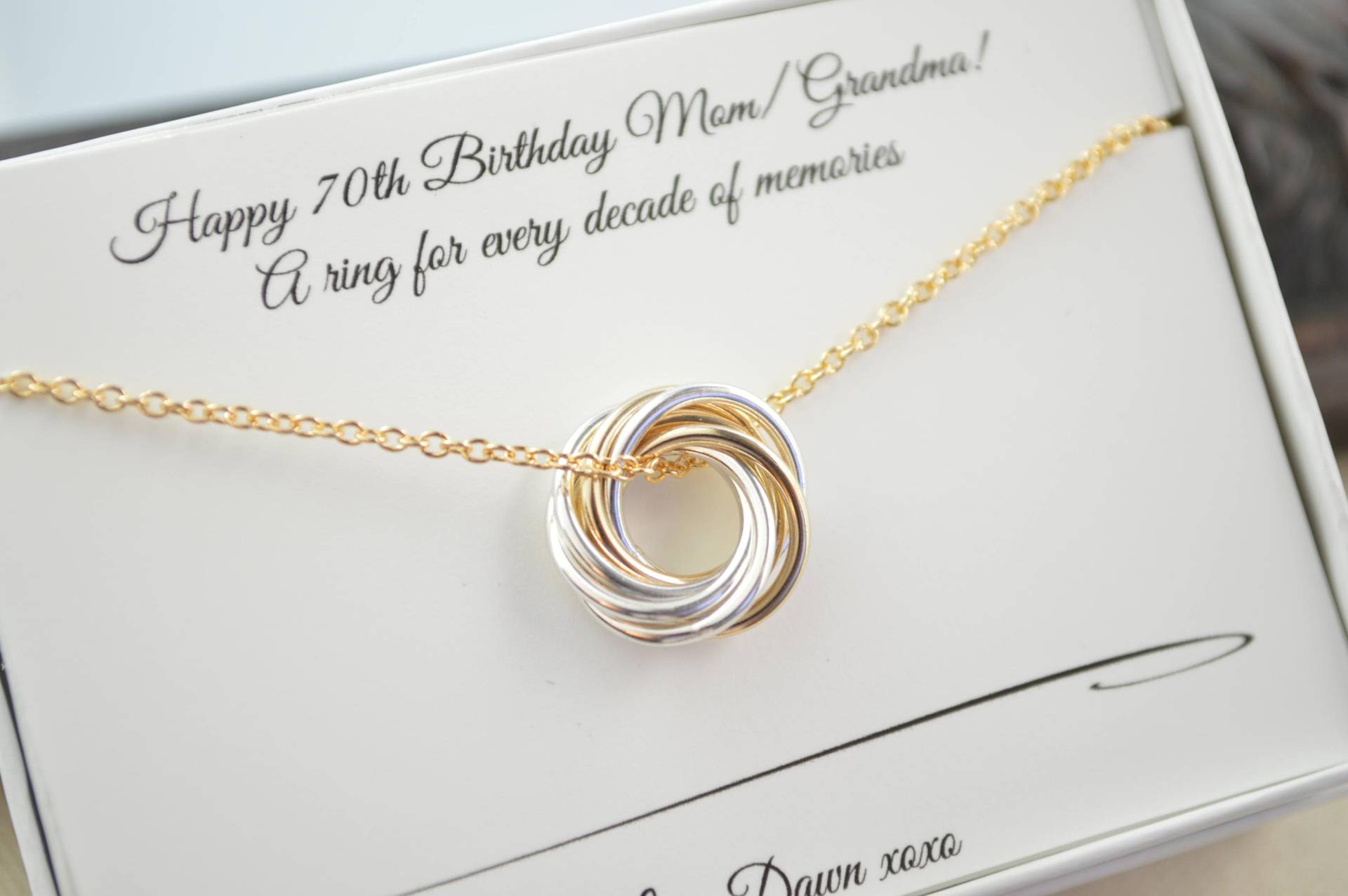 Zierliche Halskette, 70.geburtstag Geschenk Für Mama, 7 Jahre Geburtstagsgeschenk Mutter, Ringe Jahrzehnte von AlmaValleJewelry