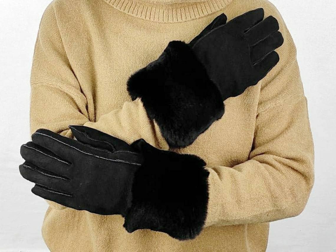 Handschuhe Aus Wildleder Schaffell Mit Orylag Fell. Pelzhandschuhe Für Damen .tolle Geschenkidee. Winterhandschuhe von Almahats