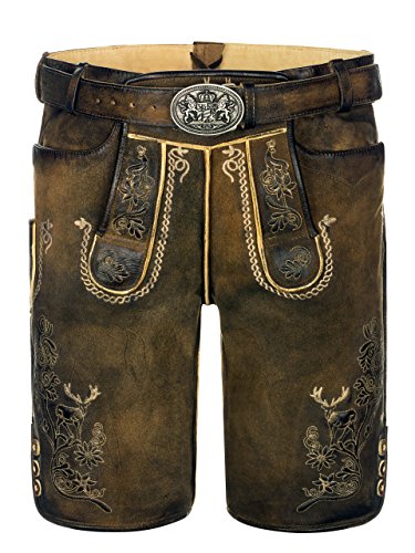 Almbock Lederhose - Lederhose Herren Wildbock (100% Wildleder) - Kurze Lederhose Herren braun Used in Gr. 46 von Almbock