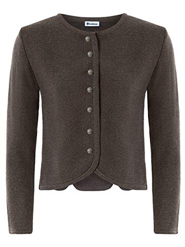 ALMBOCK Strickjacke Tracht Damen - Dirndl Trachtenjacke taupe - Trachtenweste modern mit antik versilberten Knöpfen - Strickjacke Trachten Damen 40 von Almbock