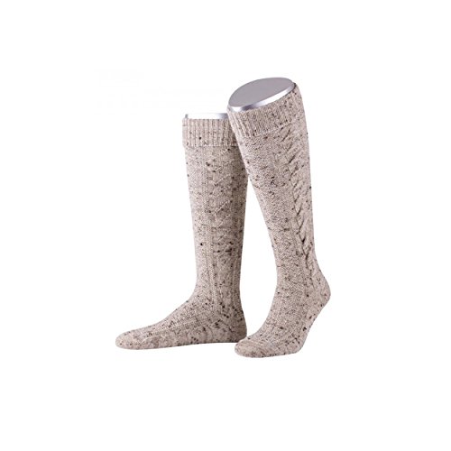 Almbock Trachtensocken Herren - Trachtenstrümpfe aus Merino Wolle in vielen Modellen und Farben - Lange und kurze bayerische Socken für Lederhose (Mittelbeige meliert | Modell Chiemgau, 40-41) von Almbock