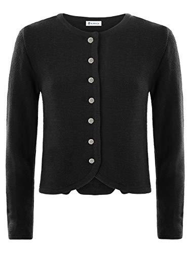 ALMBOCK Trachten Strickjacke für Damen - schwarze Damen Strickjacke - Trachtenweste für Damen mit antiken Knöpfen - Oktoberfest Strickjacke Damen 40 von Almbock