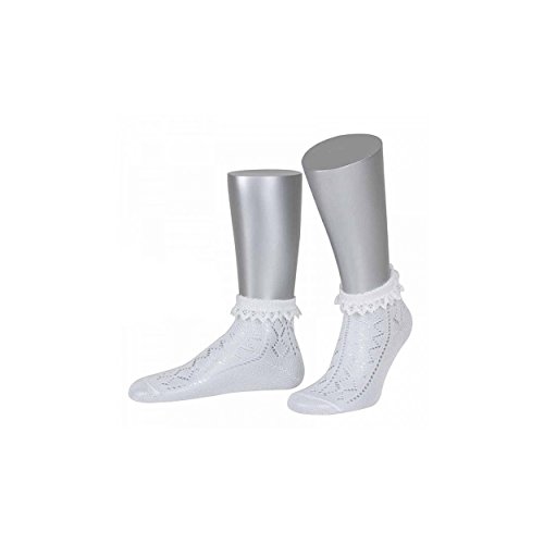 Almbock Trachtensocken Damen Spitze - Tracht Söckchen in weiß mit Spitzenabschluss - Tracht Socken für Oktoberfest von Almbock