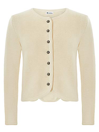 ALMBOCK Trachtenweste Damen strick - Trachtenjacke Damen beige - Trachtenweste edel geknöpft - Trachten Strickjacke für Damen - Trachtenjacke 38 von Almbock