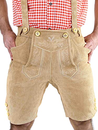 Almbock Kurze Lederhosen Herren braun - Lederhosen kurz Herren mit verstellbaren Hosenträgern - Kurze Lederhose Short - Lederhose Herren kurz gr. 60 von Almbock