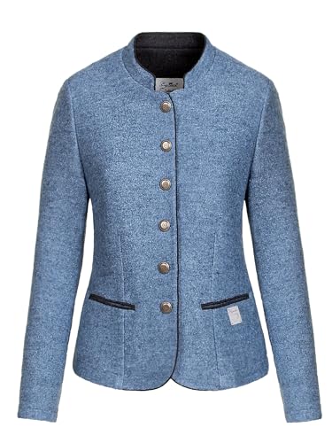 Almbock Damen Jacke Tracht - Trachten Jacke Denim Damen - Trachtenjacke Damen mit antiken Knöpfen - Trachtenweste Damen 42 von Almbock