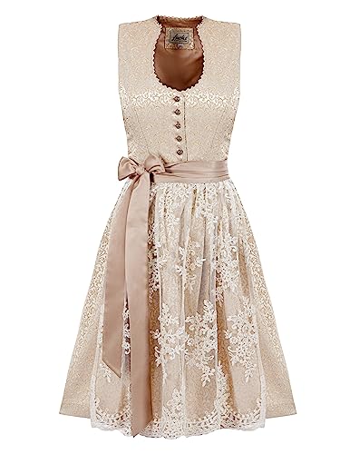 Almbock Dirndl Damen Midi | Dirndl Midi modern Made in Germany | Festliches Trachtenkleid zur Hochzeit oder Oktoberfest in Größe 36 von Almbock