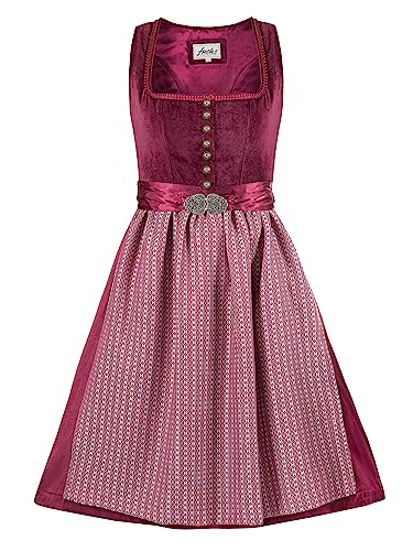 Almbock Dirndl Trachtenkleid | Dirndl Midi für Damen in der Farbe weinrot Made in Germany | Trachtenkleid Midi für Verschiedene Anlässe Größe 32 von Almbock