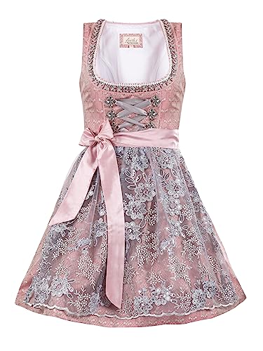 Almbock Dirndl Trachtenkleid | Dirndl Mini für Damen in der Farbe rosa Made in Germany | Trachtenkleid Mini für Verschiedene Anlässe Größe 30 von Almbock