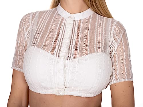 Almbock Dirndlbluse Damen | Bluse modern Made in Germany | Festliche Dirndlbluse zur Hochzeit oder Oktoberfest in Größe M von Almbock