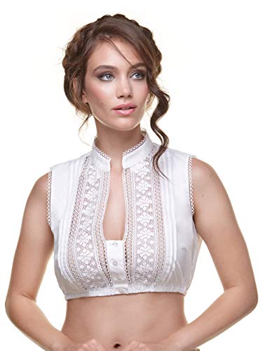 Almbock Dirndlbluse ärmellos weiß - Elegante Dirndl Bluse weiß Made in Germany - Dirndlbluse ohne Ärmel 44 - Modell Leonie Almbock Dirndlbluse ärmellos weiß - Elegante Dirndl Bluse weiß Made in Germany - Dirndlbluse ohne Ärmel 44 - Modell Leonie von Almbock