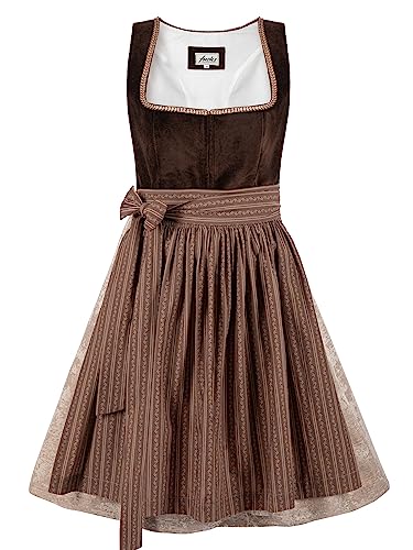Almbock Dirndlkleid Damen | Dirndl Midi Damen in Dunkelbraun Farbton Made in Germany | Dirndl Volksfest oder andere Anlässe in Größe 44 von Almbock