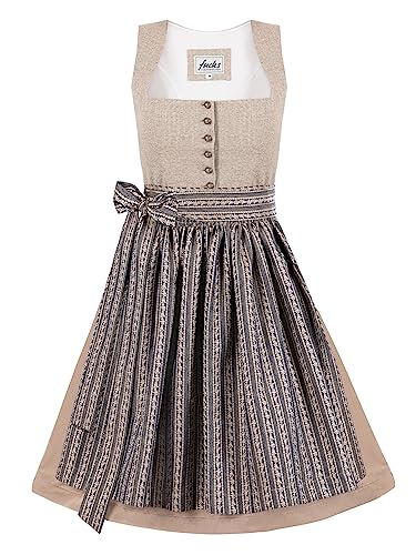 Almbock Dirndlkleid Damen | Dirndl Midi Damen in beige-blau Farbton Made in Germany | Dirndl Volksfest oder andere Anlässe in Größe 44 von Almbock