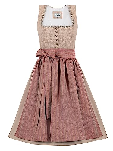 Almbock Dirndlkleid Damen | Dirndl Midi Damen in beige-rot Farbton Made in Germany | Dirndl Volksfest oder andere Anlässe in Größe 44 von Almbock