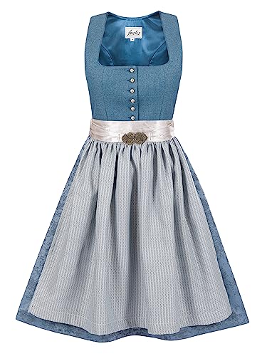 Almbock Dirndlkleid Damen | Dirndl Midi Damen in blau Farbton Made in Germany | Dirndl Oktoberfest oder andere Anlässe in Größe 42 von Almbock