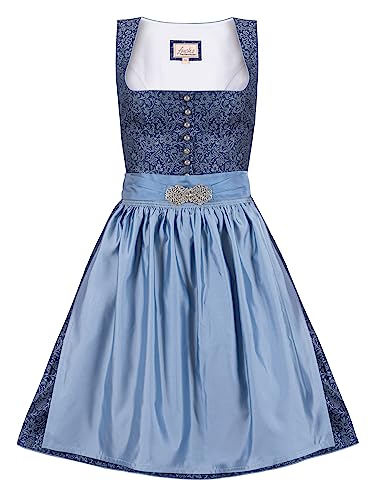 Almbock Dirndlkleid Damen | Dirndl Midi Damen in blau Farbton Made in Germany | Dirndl Oktoberfest oder andere Anlässe in Größe 48 von Almbock