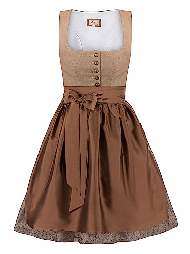 Almbock Dirndlkleid Damen | Dirndl Midi Damen in braun Farbton Made in Germany | Dirndl Oktoberfest oder andere Anlässe in Größe 48 von Almbock