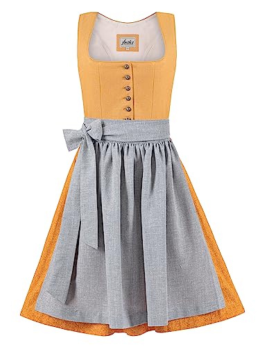 Almbock Dirndlkleid Damen | Dirndl Midi Damen in currygelb Farbton Made in Germany | Dirndl Volksfest oder andere Anlässe in Größe 44 von Almbock