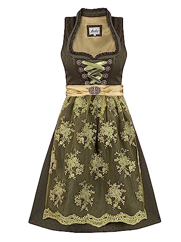 Almbock Dirndlkleid Damen | Dirndl Midi Damen in tannengrün Farbton Made in Germany | Dirndl Oktoberfest oder andere Anlässe in Größe 42 von Almbock