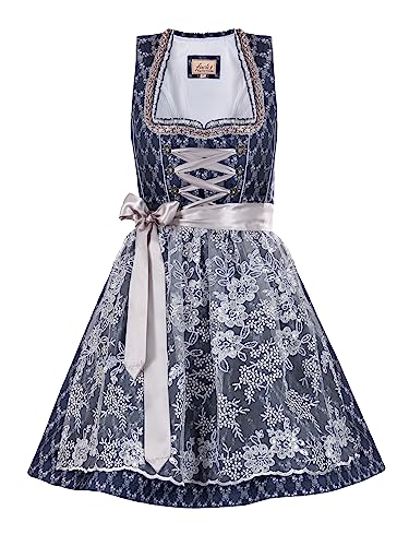Almbock Dirndlkleid Damen | Dirndl Mini Damen in Marineblau Farbton Made in Germany | Dirndl Oktoberfest oder andere Anlässe in Größe 40 von Almbock