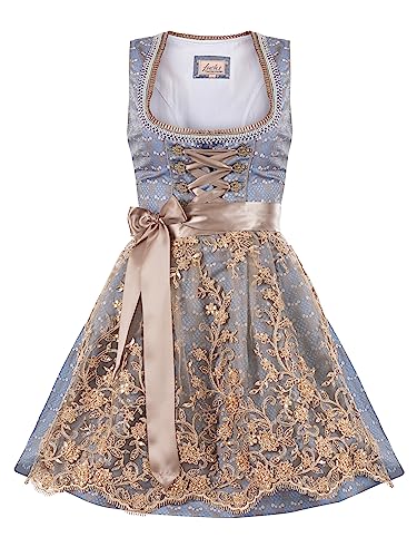 Almbock Dirndlkleid Damen | Dirndl Mini Damen in hellblau Farbton Made in Germany | Dirndl Oktoberfest oder andere Anlässe in Größe 40 von Almbock