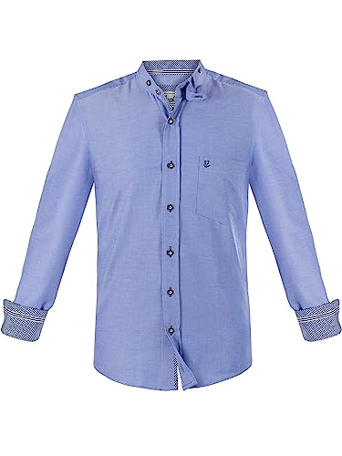 Almbock Exklusive Trachtenhemden | Trachtenhemd blau mit Made in Germany | Trachtenhemd Langarm zur Hochzeit oder Oktoberfest in Größe 4XL von Almbock